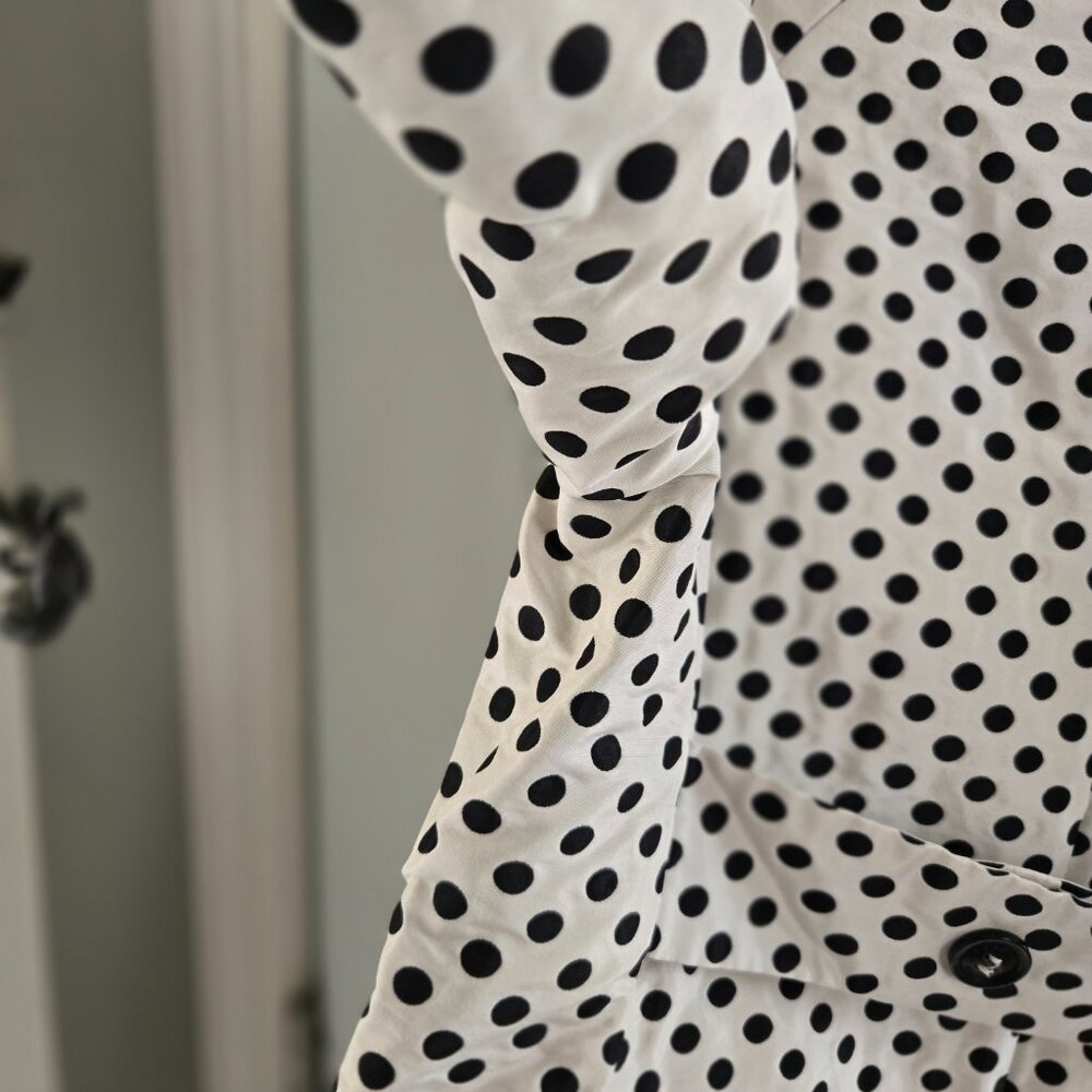 Weekend Max Mara Polka Dot Trench Coat Black White Belted Jacket Size 4 - Picture 15 of 16